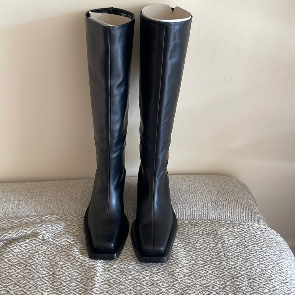 KAIA x ZARA Leather Cowboy Boots US 8 EU 39